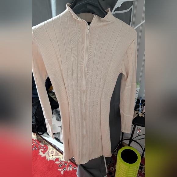 Cream Ribbed Long Cardigan - Picture 1 of 3